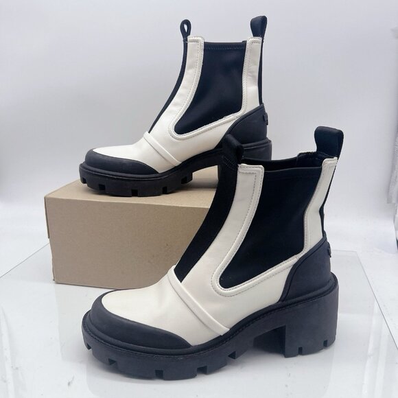 TORY BURCH CHELSEA LUG-SOLE Platform ANKLE BOOT White Leather US 7.5 $428 - Picture 6 of 13